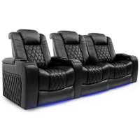 Valencia Theater Seating - Valencia Tuscany Row of 3 Loveseat Right Premium Top Grain 11000 Nappa Leather Home Theater Seating - Midnight Black - Angle_Zoom