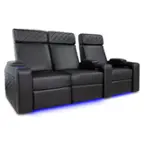 Angle. Valencia Theater Seating - Valencia Zurich Row of 3 Loveseat Left Premium Top Grain Nappa Leather 11000 Home Theater Seating - Black.