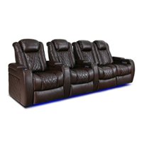 Valencia Theater Seating - Valencia Tuscany Row of 4 Loveseat Right Premium Top Grain 11000 Nappa Leather Home Theater Seating - Dark Chocolate - Angle_Zoom