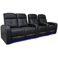 Valencia Theater Seating - Valencia Verona Power Headrest Row of 4 Loveseat Left Top Grain Genuine Leather 9000 Home Theater Seating - Black - Angle_Zoom