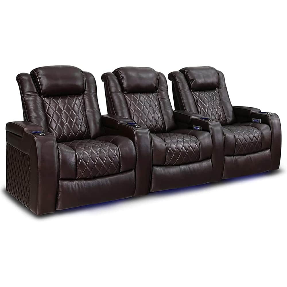 Angle. Valencia Theater Seating - Valencia Tuscany XL Row of 3 premium top grain Nappa leather 11000 Home Theater Seating - Dark Chocolate.