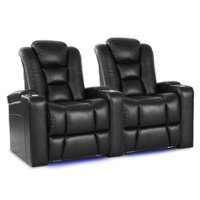 Valencia Theater Seating - Valencia Venice Row of 2 Top Grain Genuine Leather 11000 Home Theater Seating - Black - Angle_Zoom