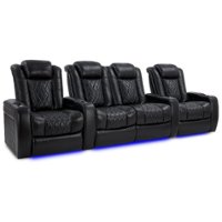 Valencia Theater Seating - Valencia Tuscany XL Row of 4 Loveseat Center premium top grain Nappa leather 11000 Home Theater Seating - Midnight Black - Angle_Zoom