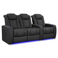 Valencia Theater Seating - Valencia Tuscany Luxury Row of 3 Loveseat Left Semi-Aniline Italian 20000 Leather Home Theater Seating - Graphite - Angle_Zoom