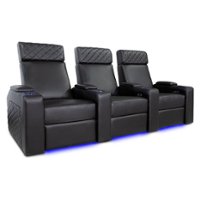 Valencia Theater Seating - Valencia Zurich Row of 3 Premium Top Grain Nappa Leather 11000 Home Theater Seating - Black - Angle_Zoom