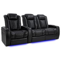Valencia Theater Seating - Valencia Tuscany XL Row of 3 Loveseat Right premium top grain Nappa leather 11000 Home Theater Seating - Midnight Black - Angle_Zoom
