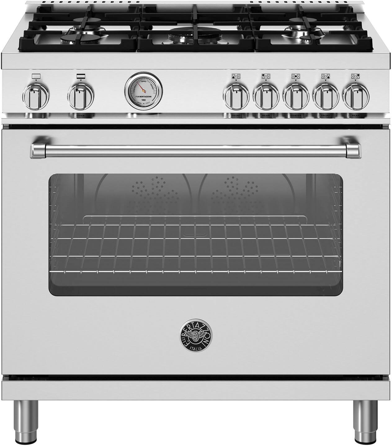 Bertazzoni - 36" Master Series range - Gas oven - 5 aluminum burners - LP version - Stainless Steel