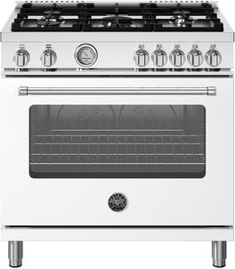 Bertazzoni - 36" Master Series range - Gas oven - 5 aluminum burners - White