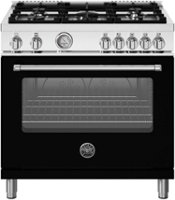 Bertazzoni - 36" Master Series range - Gas oven - 5 aluminum burners - Black - Front_Zoom