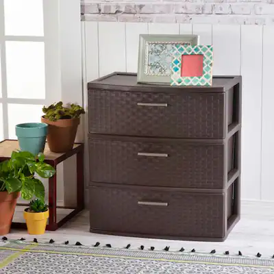 3 drawer dresser plastic IRIS Stackable Wide Chest, 3 Drawer, White, 2/Pack (540012)