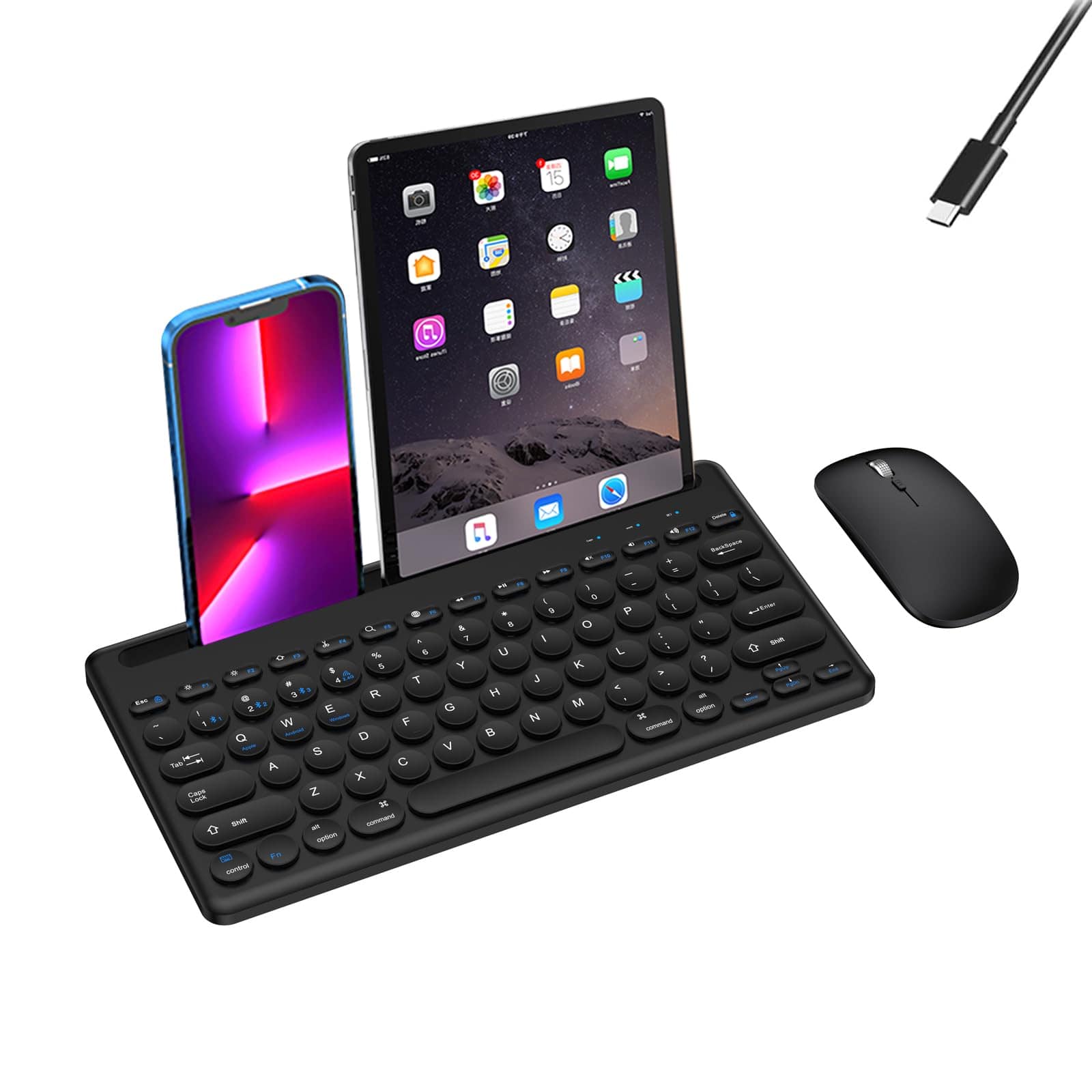 Earthley Blooms - Wireless And Mouse Combo With Phone Tablet Holder Rechargeable Dual-mode bluetooth 5.0 3.0 Multi-device - Default