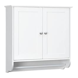 Pefilos - Wall Mounted Bathroom Storage Medicine Cabinet with Towel Bar- Bathroom Cabinet for Bathroom Laundry Room Kitchen - White