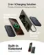 2-in-1 Charging Solution: 3 modes of convenient charging anywhere. Magnetic Wireless for Seamless Charging. Built-in Cable for Fast Charging. Built-in Kickstand for Charging on Any Surface.