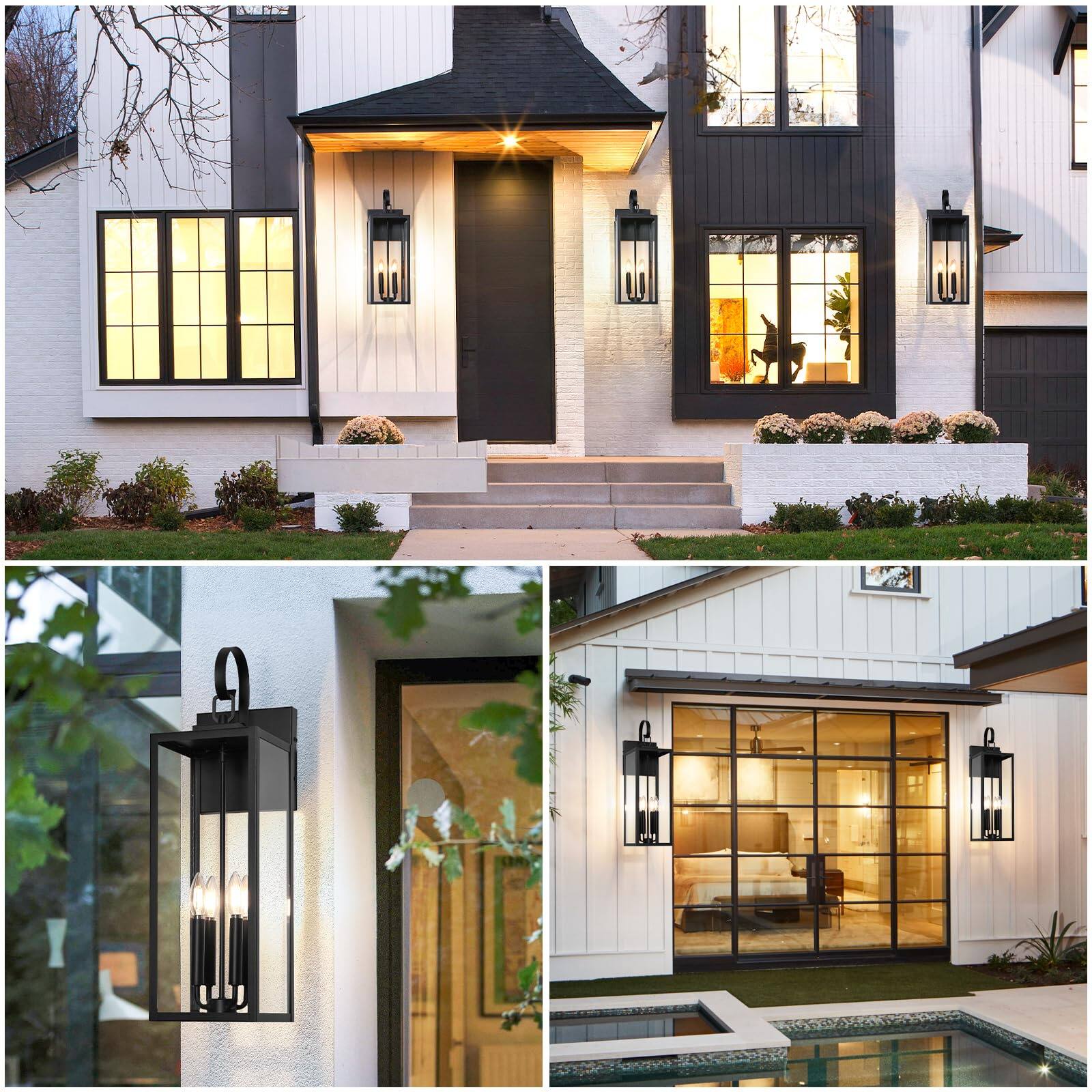 Left. Nordic Hygge - 25" 4-Light Extra Large Outdoor Wall Light Fixture.