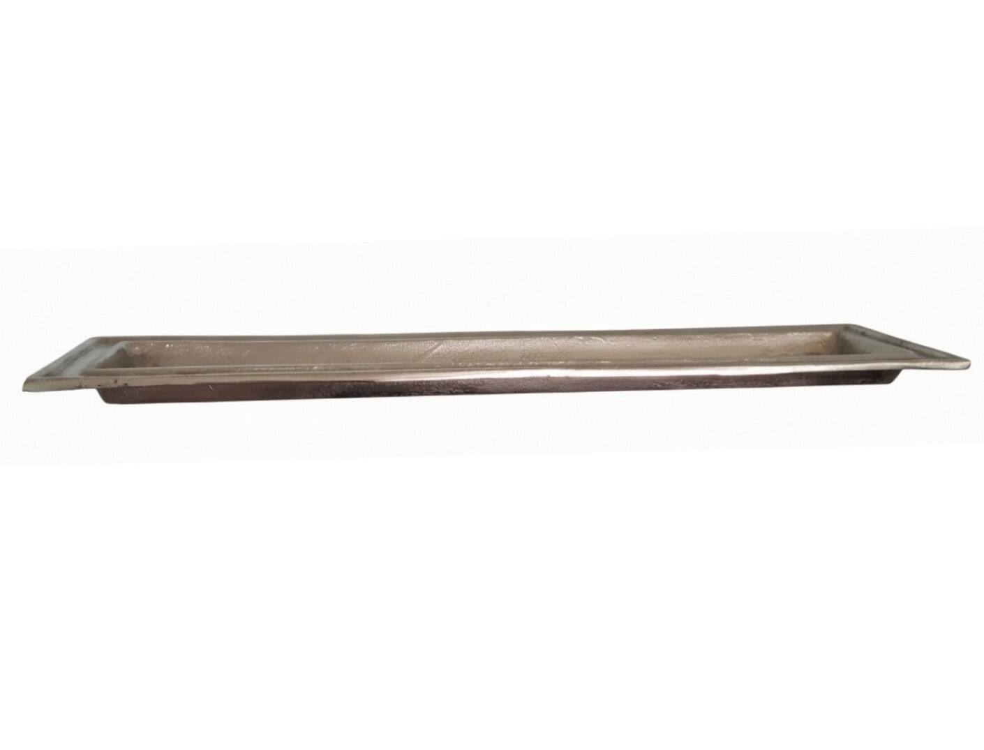 Angle. Jiallo - Rectangular tray with handle: 29.5x7" - Silver.