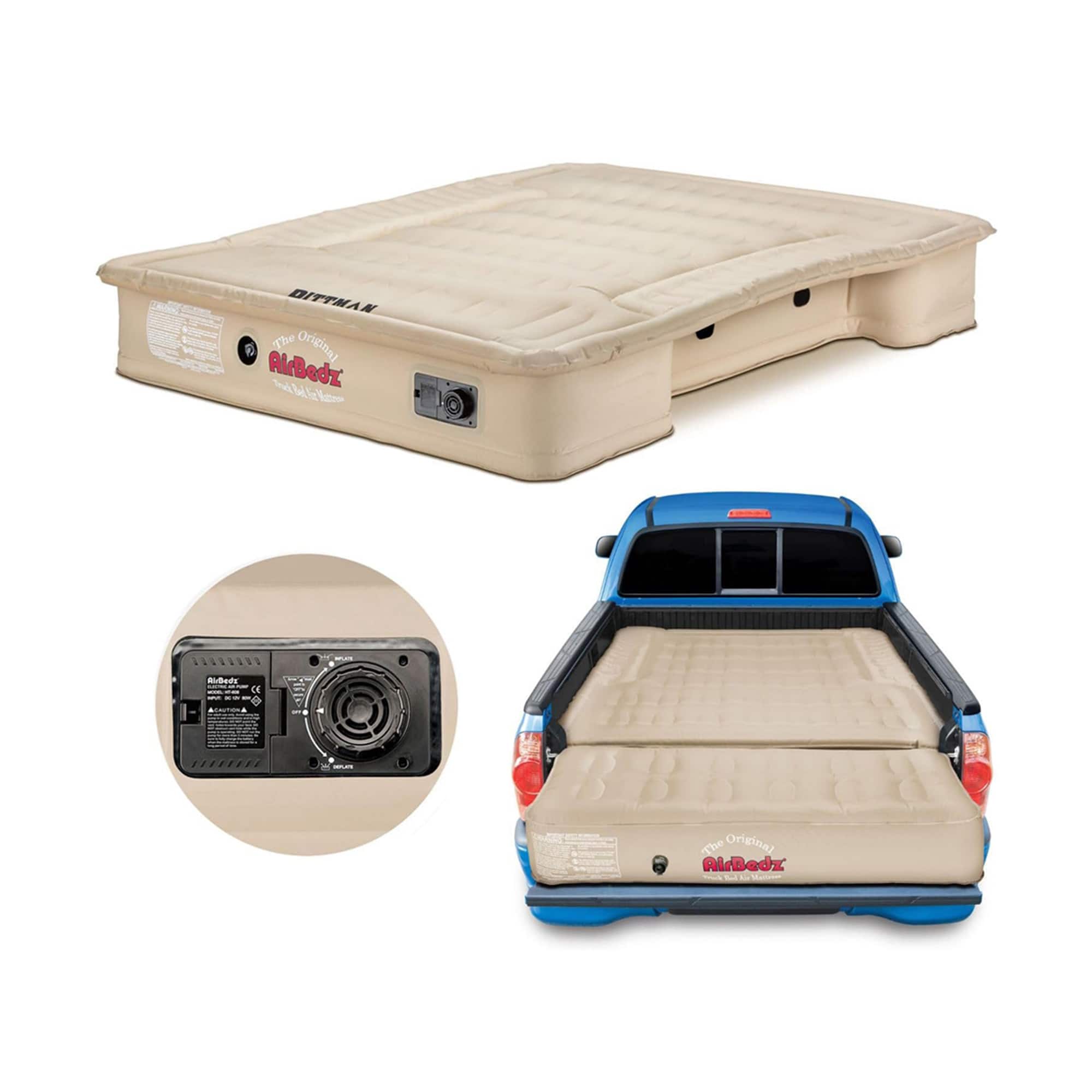 Pittman Outdoors - Truck Bed Air Mattress with Pump for Short Truck Beds, 5' - Tan