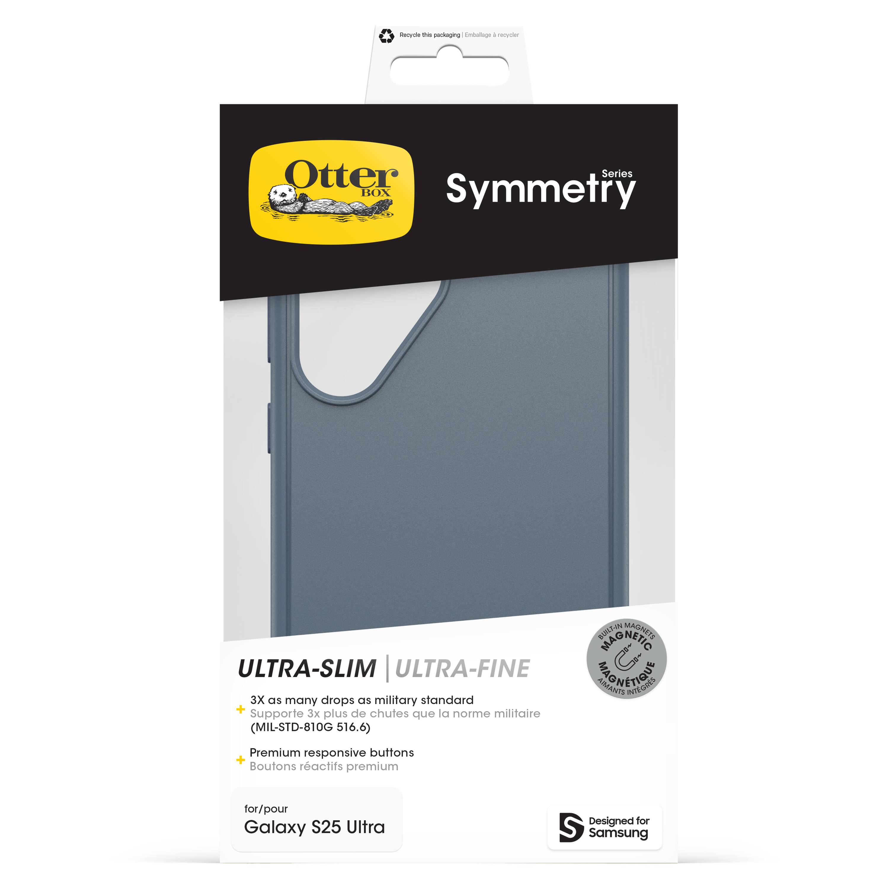 * me gedtoging Enbolnge - neyrtter Otter Series BOX Symmetry ULTRA-SLIM ULTRA-FINE 3X as many drops as military standard + de chutes la militaire Supporte 3x plus que norme (MIL-STD-810G 516.6) BULTIN MAGNETIO MADNETS AIEANTS SNONETION AEOREs Premium responsive buttons + Boutons ractifs premium for/pour Galaxy S25 Ultra Designed for Samsung