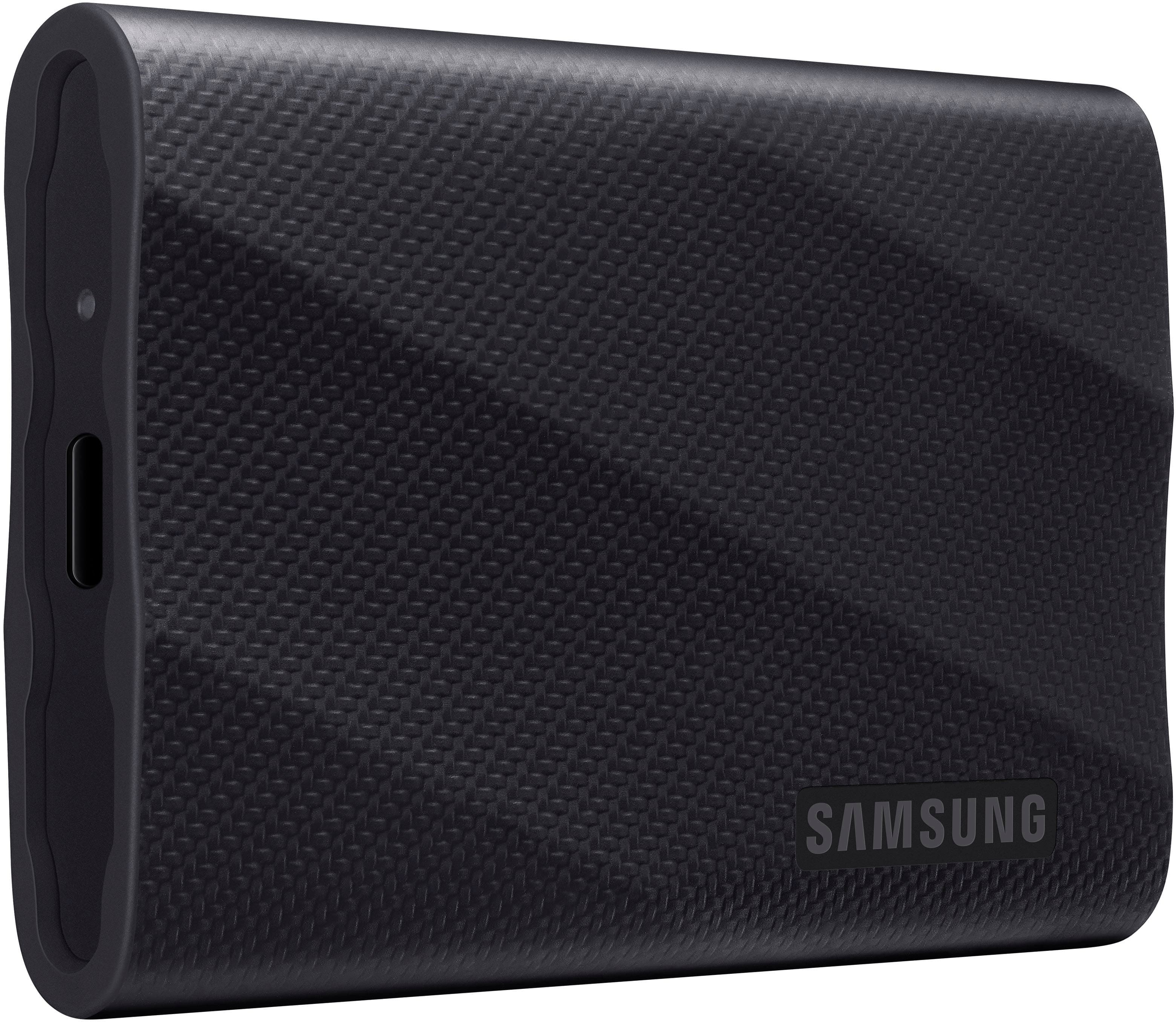 Samsung - Geek Squad Certified Refurbished T9 Portable SSD 1TB, Up to 2,000MB/s , USB 3.2 Gen2 - Black - Front_Zoom