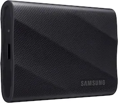 Front. Samsung - Geek Squad Certified Refurbished T9 Portable SSD 2TB, Up to 2,000MB/s, USB 3.2 Gen2 - Black.