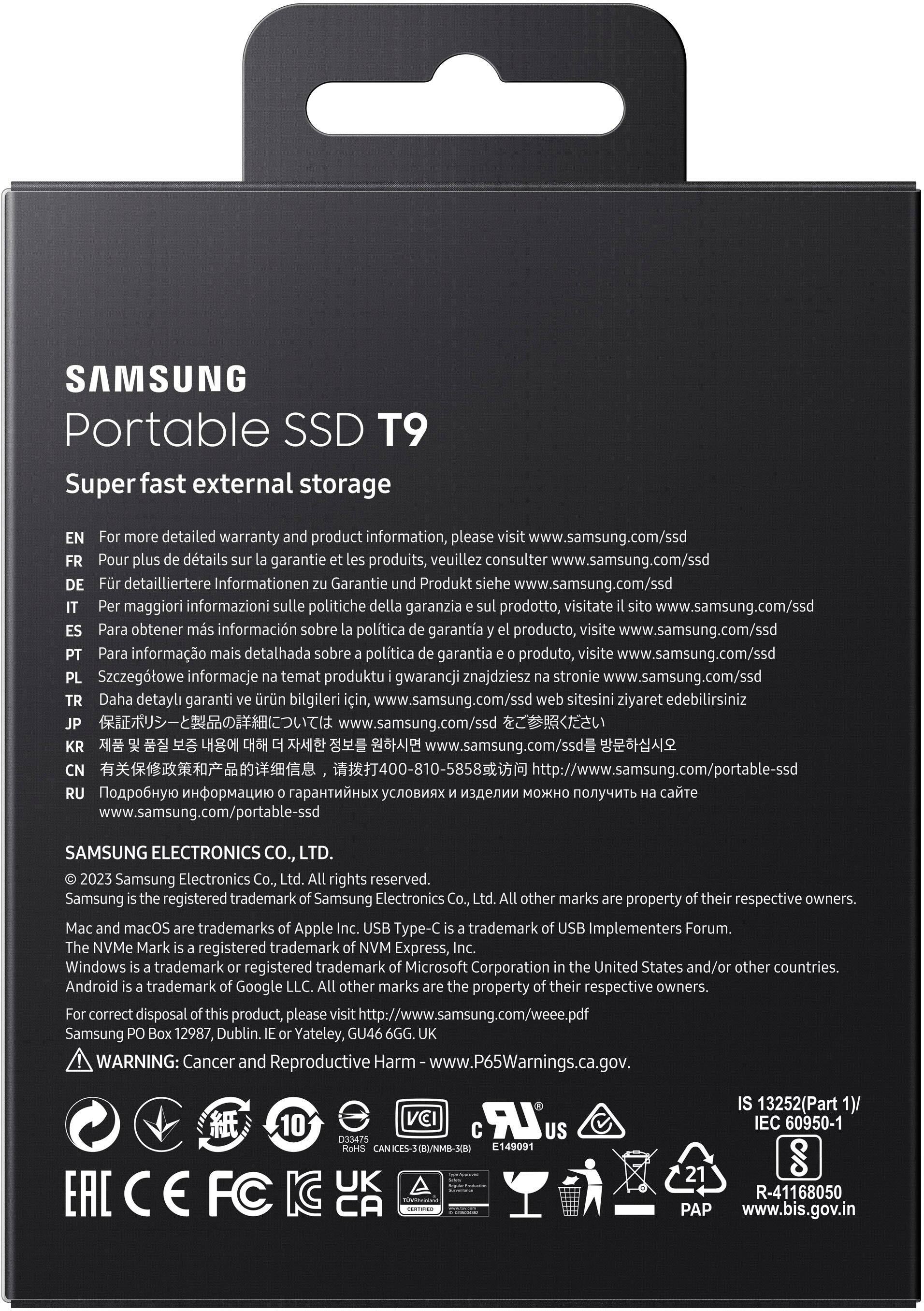 Alt View 17. Samsung - Geek Squad Certified Refurbished T9 Portable SSD 2TB, Up to 2,000MB/s, USB 3.2 Gen2 - Black.