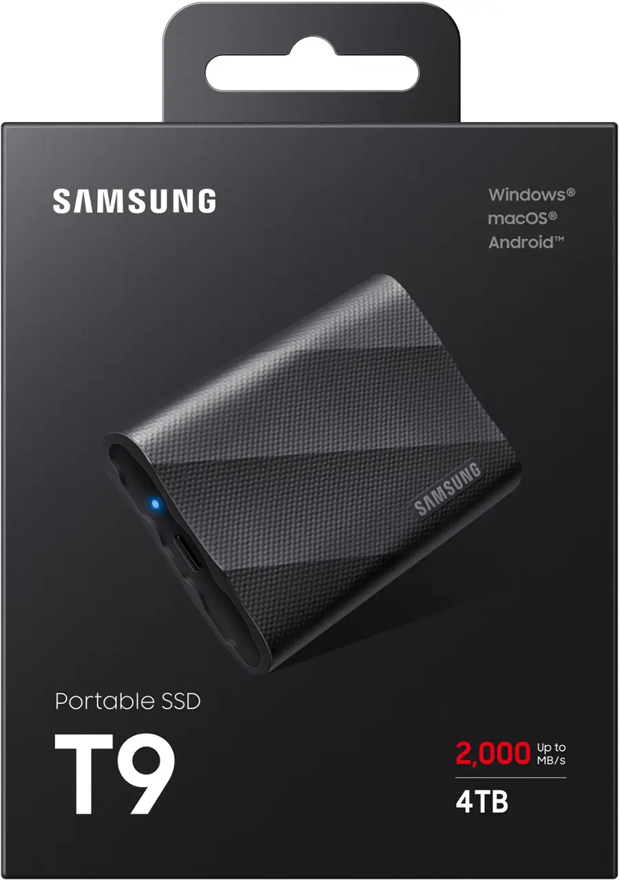 Alt View 16. Samsung - Geek Squad Certified Refurbished T9 Portable SSD 4TB, Up to 2,000MB/s, USB 3.2 Gen2 - Black.