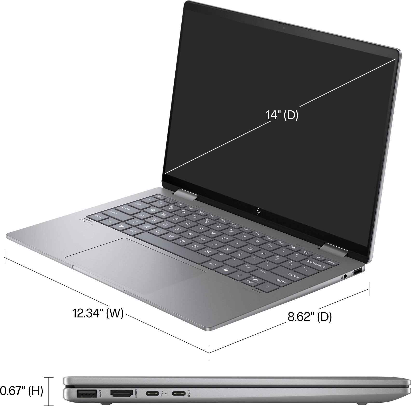 Alt View 12. HP - Envy 2-in-1 14" Wide Ultra XGA Touch-Screen Laptop - Intel Core Ultra 5 - 16GB Memory - 512GB SSD - Meteor Silver.