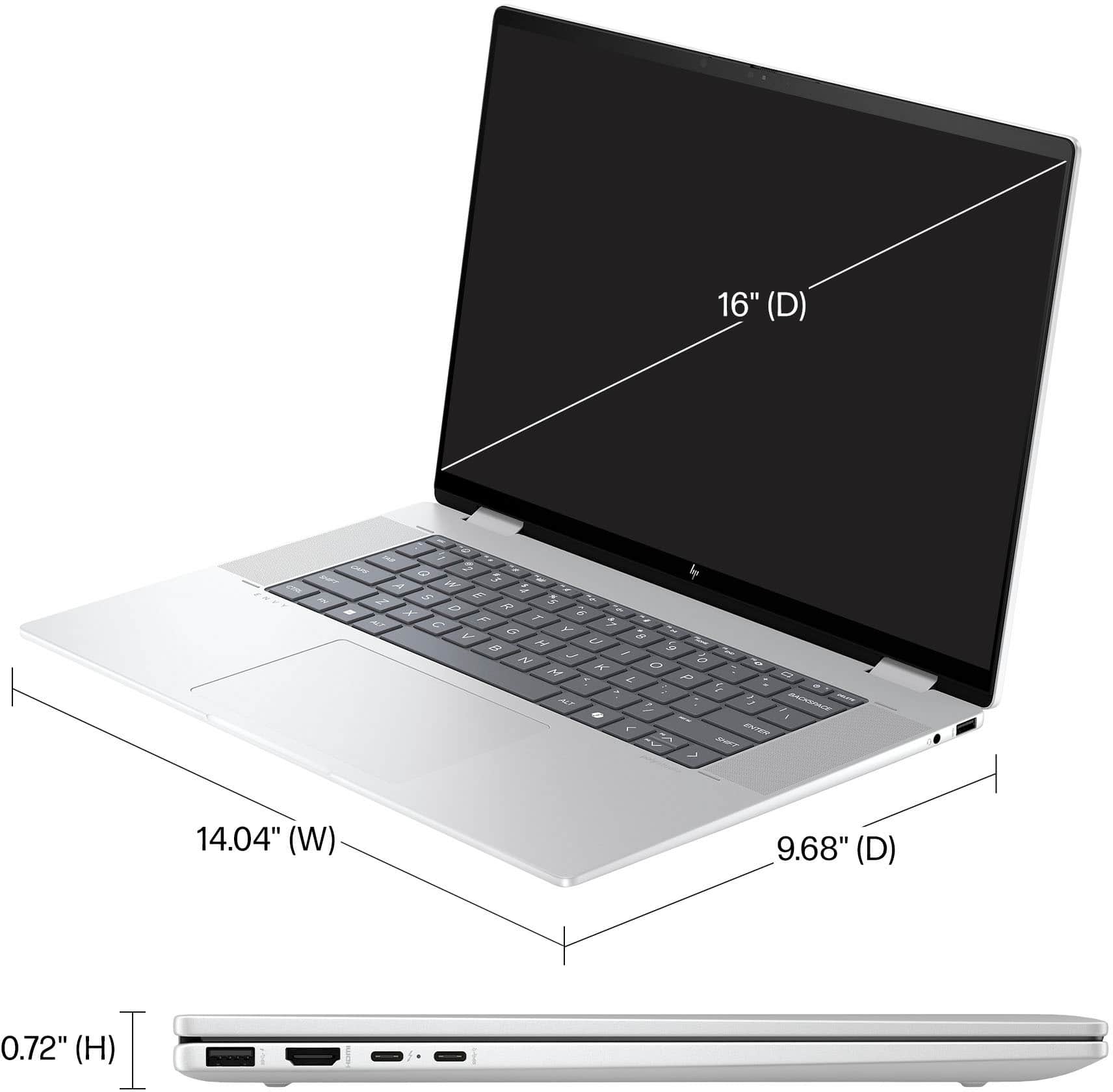 Alt View 12. HP - Envy 2-in-1 16" Wide Ultra XGA Touch-Screen Laptop - Intel Core Ultra 5 - 16GB Memory - 512GB SSD - Glacier Silver.