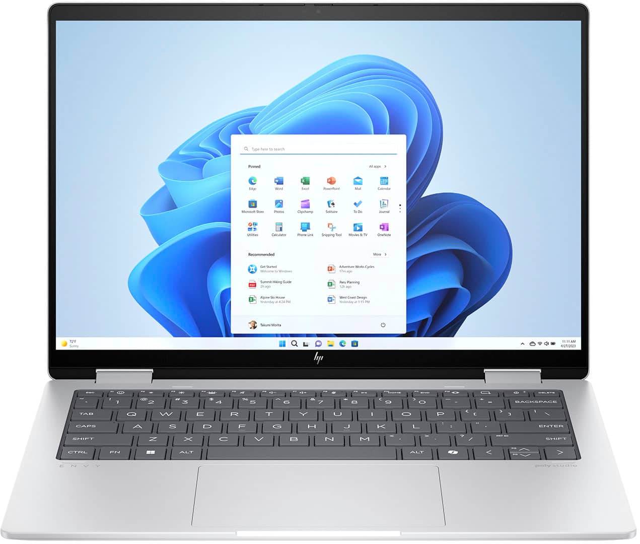 Alt View 7. HP - Envy 2-in-1 14" Wide Ultra XGA Touch-Screen Laptop - AMD Ryzen 5 - 16GB Memory - 512GB SSD - Glacier Silver.