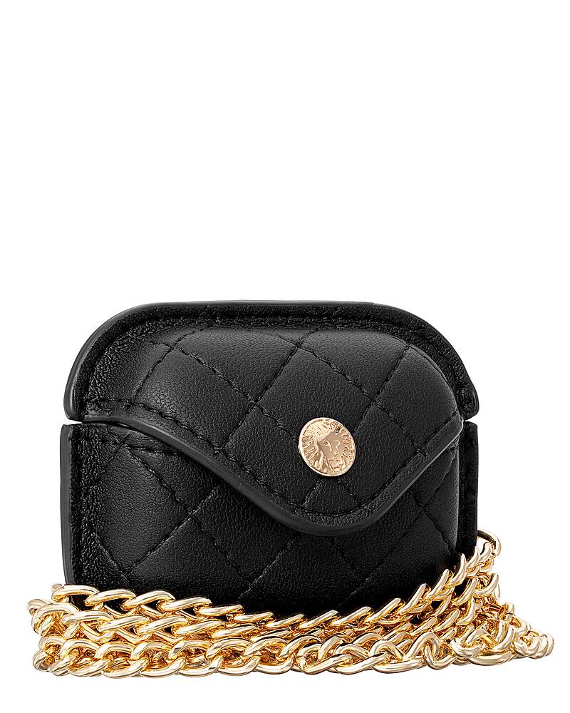 Angle. Anne Klein - Quilted Crossbody Case for Apple AirPods Pro - Black/Gold.