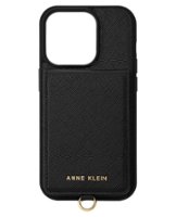 Anne Klein - Saffiano Vegan Leather Case for Apple iPhone 14/13 - Black/Gold - Front_Zoom