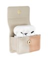 Angle Zoom. Anne Klein - Faux Leather Keychain Case for Apple AirPods Pro - Blush/Cream.