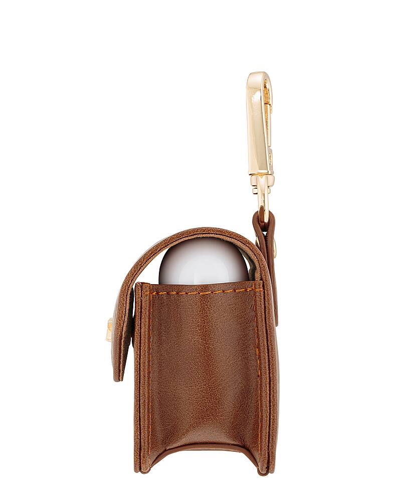 Left. Anne Klein - Faux Leather Case for Apple AirPods, Apple Airpods Keychain Case, Compatible with Airpods Pro - Brown/Gold.