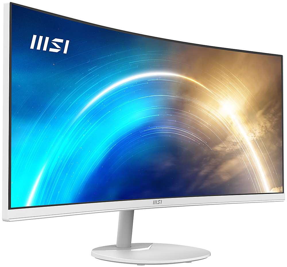 Angle. MSI - Pro MP341CQW 34" Curved UWQHD 100Hz 1ms FreeSync Monitor ,Built-in Speakers  (DisplayPort, HDMI, ) - Matte White.