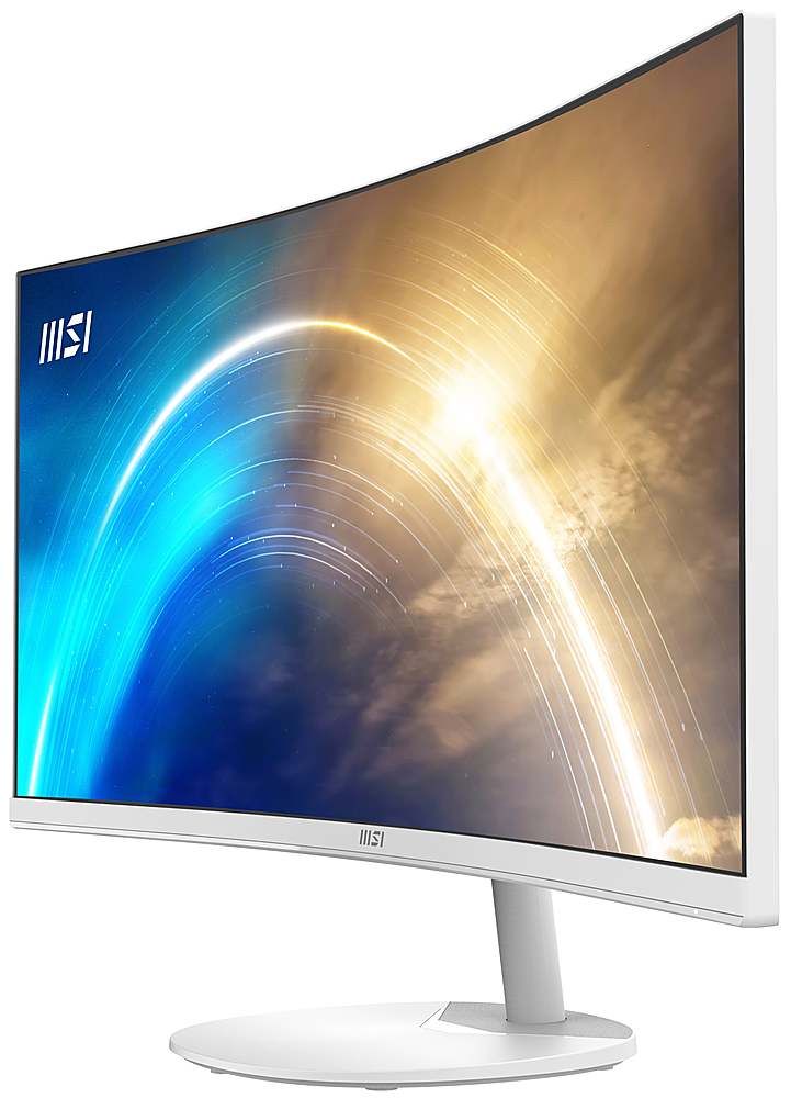 Left. MSI - Pro MP341CQW 34" Curved UWQHD 100Hz 1ms FreeSync Monitor ,Built-in Speakers  (DisplayPort, HDMI, ) - Matte White.