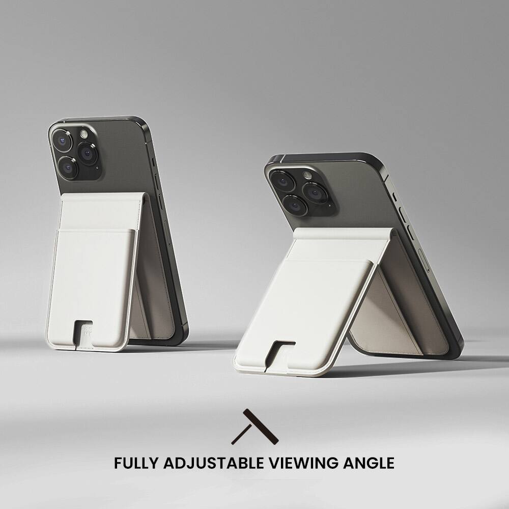 The image features two cell phones placed on stands, which allow for a fully adjustable viewing angle. This setup is ideal for taking photos or recording videos from various angles and perspectives. The cell phones are positioned on the stands, which are designed to provide stability and support for the devices. The stands are white and gray in color, adding a sleek and modern touch to the overall presentation.