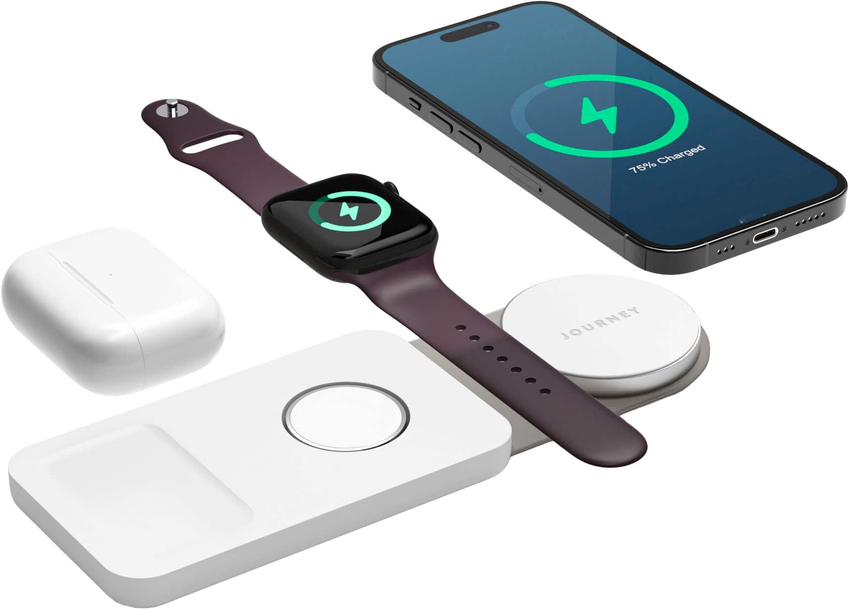 Alt View 17. JOURNEY - SWIV 3-in-1 Foldable Wireless Charging Station - White.