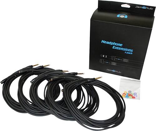 Front Standard. JamHub - 20' Headphone Extension Cables for Most JamHub Mixers (5-Pack) - Black.