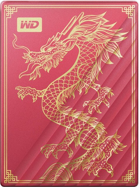 Front. WD - My Passport Ultra Limited Edition Dragon 2TB External USB-C Portable Hard Drive - Red.