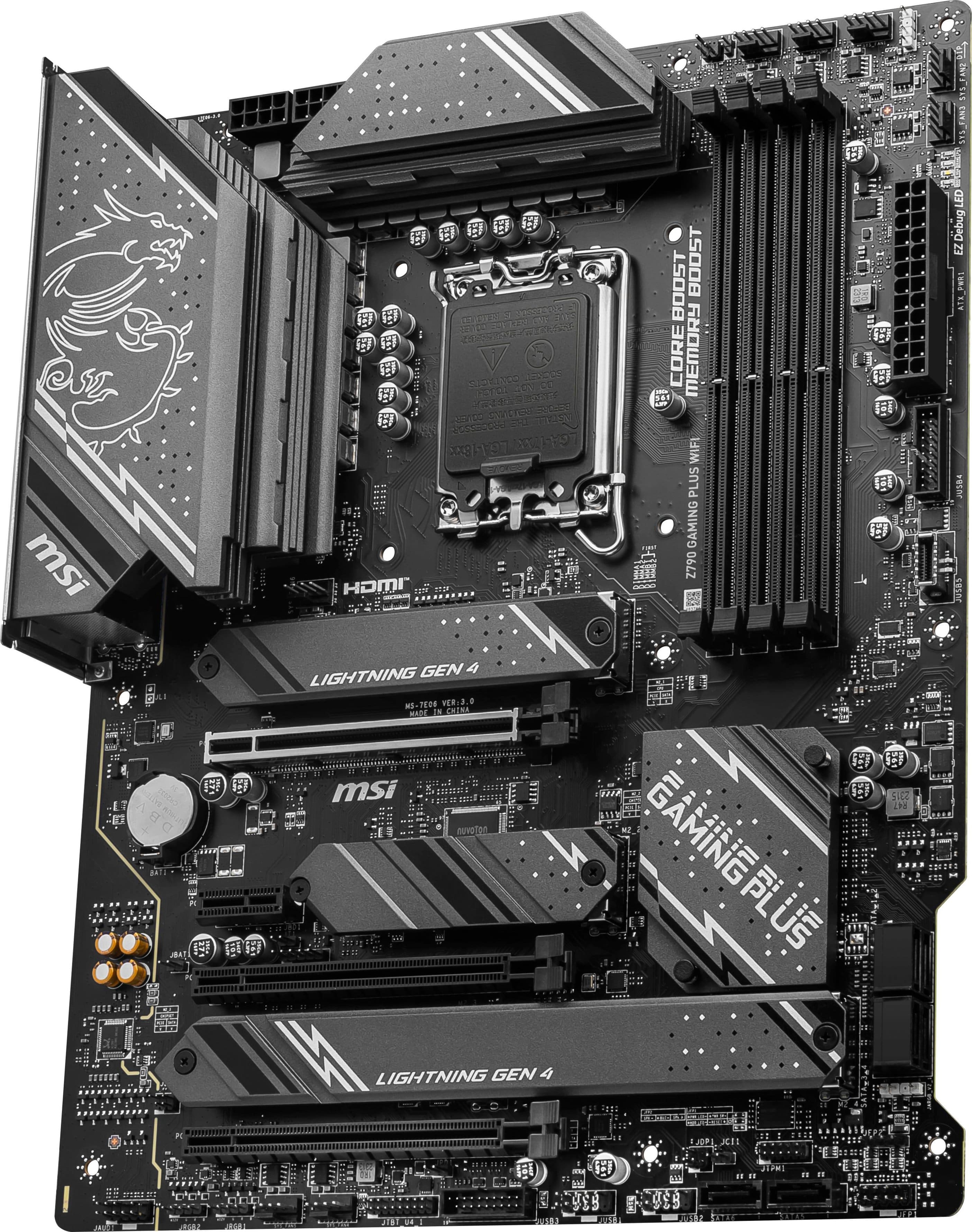 Alt View 1. MSI - Z790 GAMING PLUS WIFI (Socket LGA 1700) Intel Z790 ATX DDR5 Wi-Fi 6E Motherboard - Black.