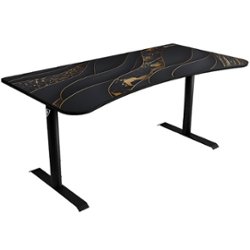 Arozzi - Arena Ultrawide Curved Gaming Desk - Black Gold - Front_Zoom