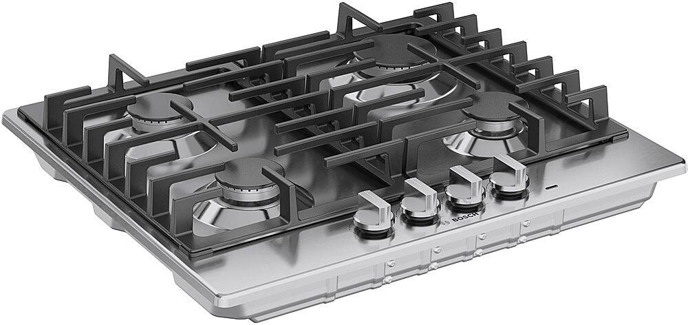 Angle. Bosch - 500 Series 24" Built-In Gas Cooktop with 4 burners - Stainless Steel.