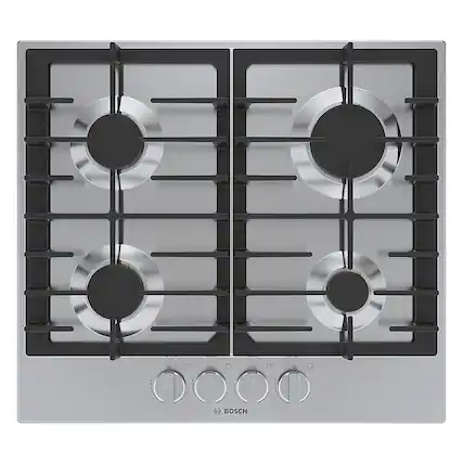 Front. Bosch - 500 Series 24" Built-In Gas Cooktop with 4 burners - Stainless Steel.