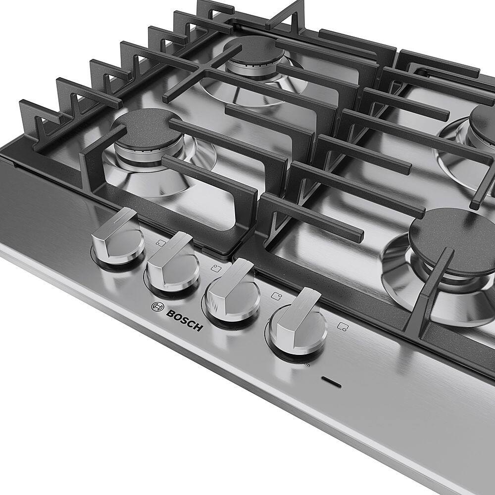 Alt View 16. Bosch - 500 Series 24" Built-In Gas Cooktop with 4 burners - Stainless Steel.