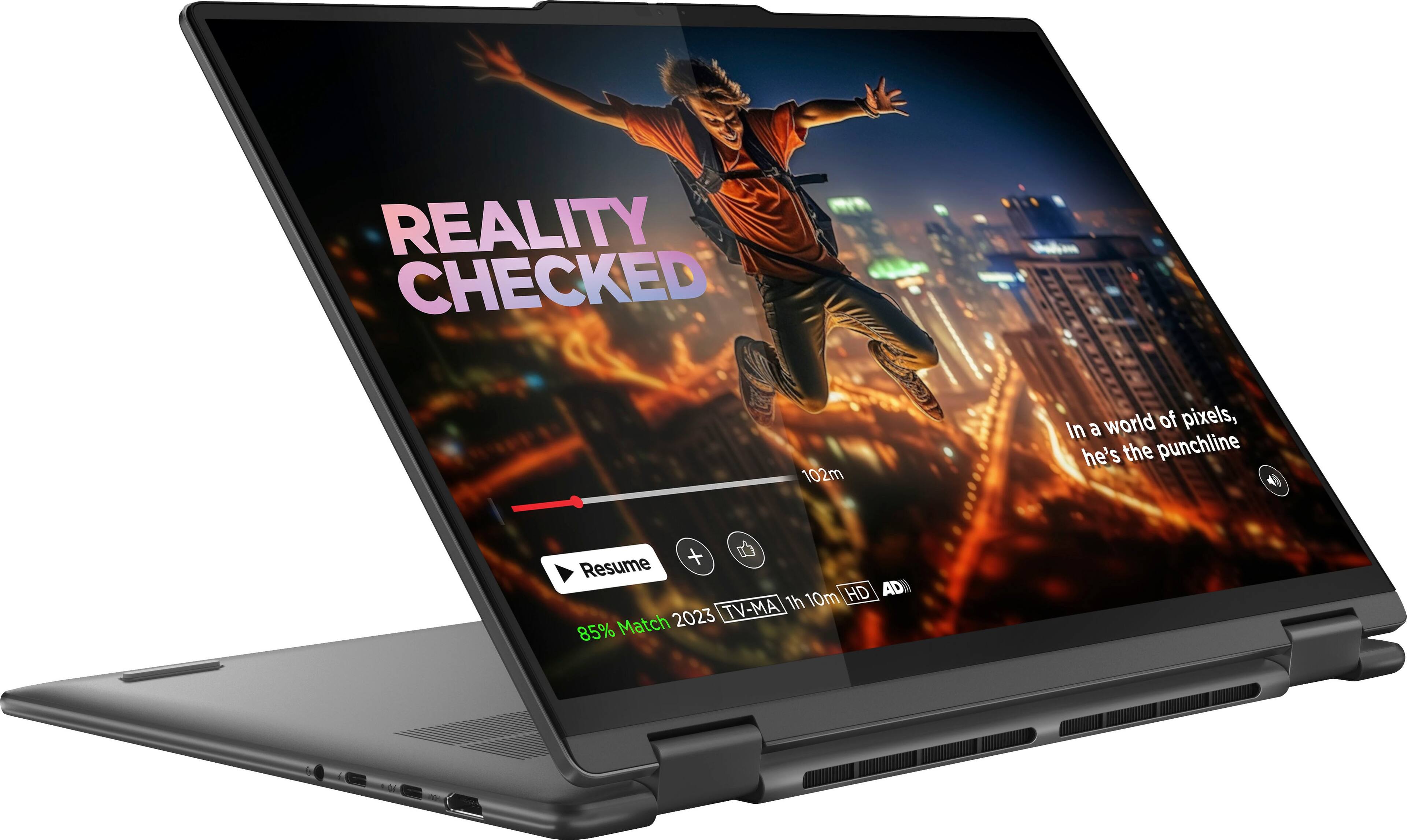 Angle. Lenovo - Yoga 7i 2-in-1 16" 2K Touchscreen Laptop - Intel Core Ultra 5 125U with 16GB Memory - 512GB SSD - Storm Grey.
