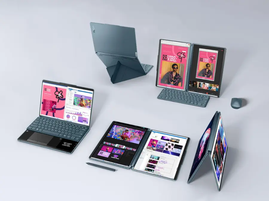 Alt View 15. Lenovo - Yoga Book 9i 2-in-1 13.3" 2.8K Dual Screen OLED Touchscreen Laptop - Intel Core Ultra 7 155U with 16GB Memory - 1TB SSD - Tidal Teal.
