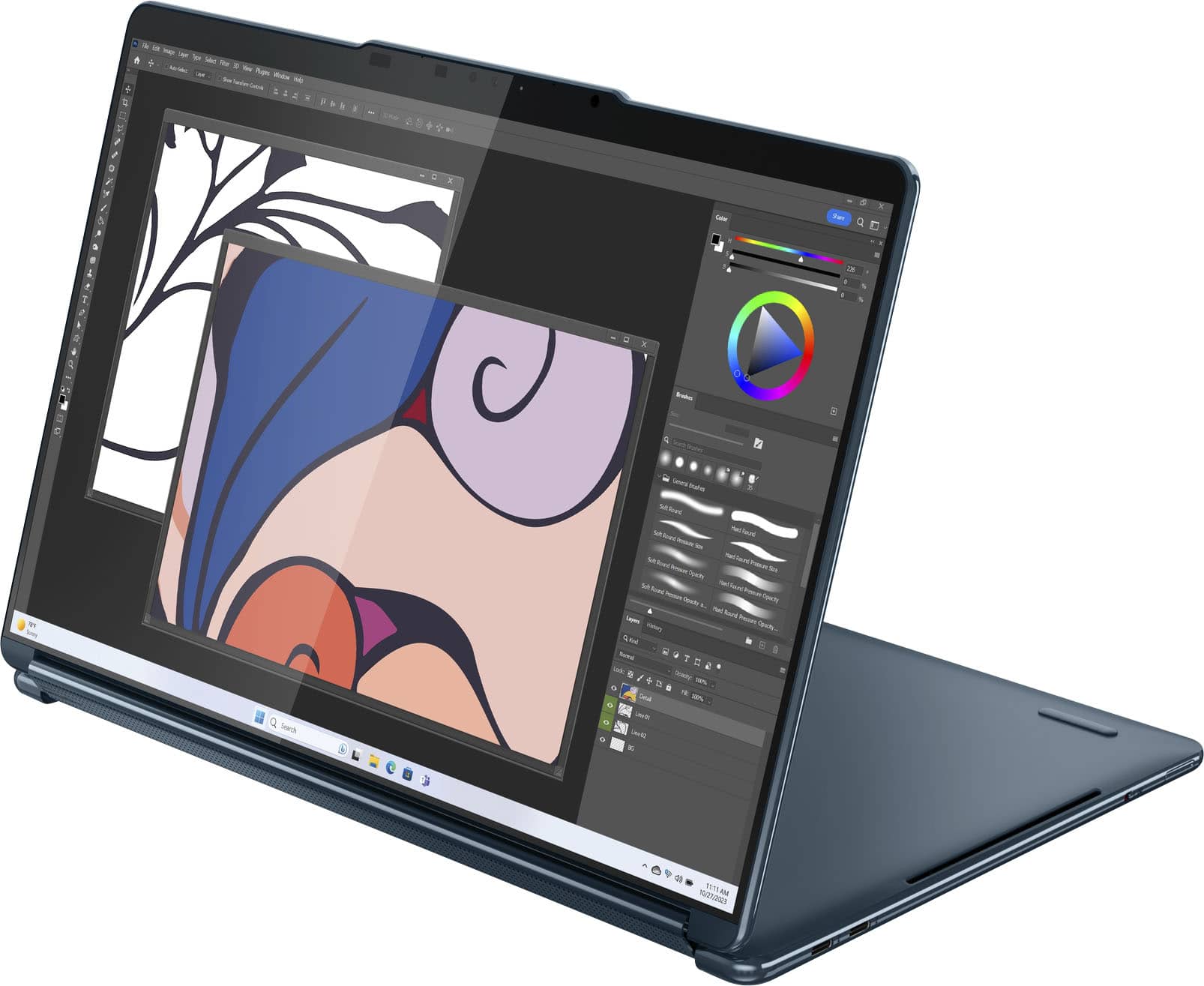 Alt View 3. Lenovo - Yoga Book 9i 2-in-1 13.3" 2.8K Dual Screen OLED Touchscreen Laptop - Intel Core Ultra 7 155U with 16GB Memory - 1TB SSD - Tidal Teal.