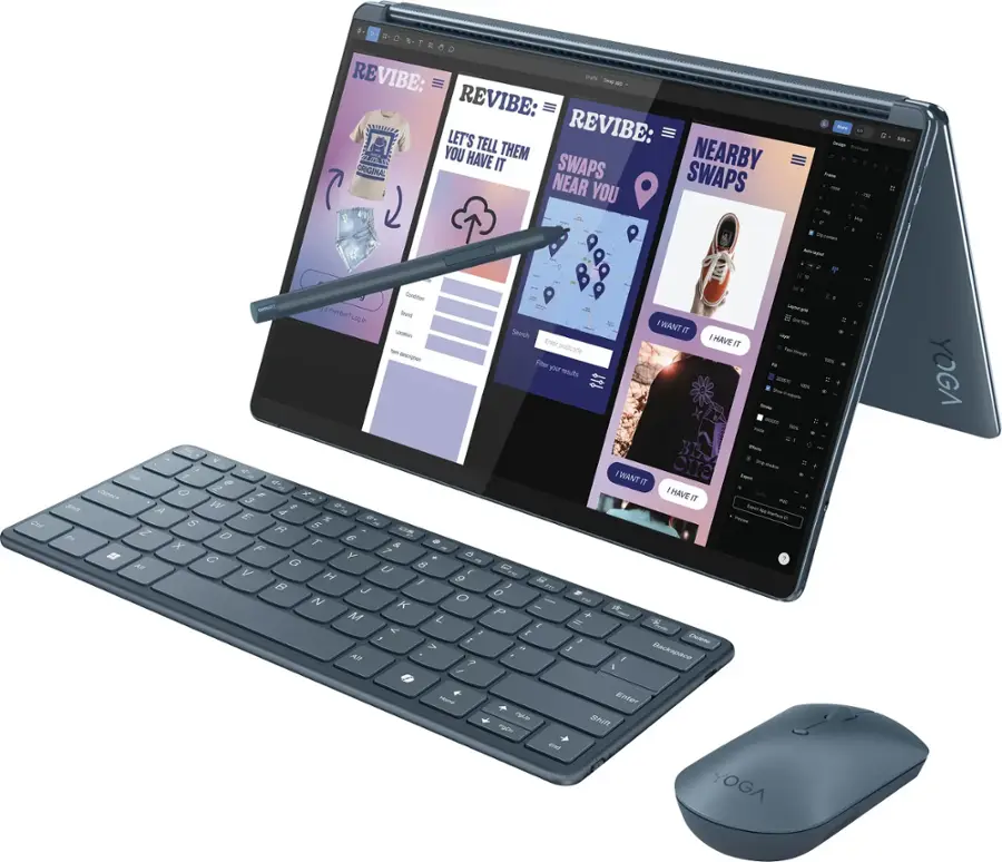 Lenovo - Yoga Book 9i 2-in-1 13.3" 2.8K Dual Screen OLED Touchscreen Laptop - Intel Core Ultra 7 155U with 16GB Memory - 1TB SSD - Tidal Teal