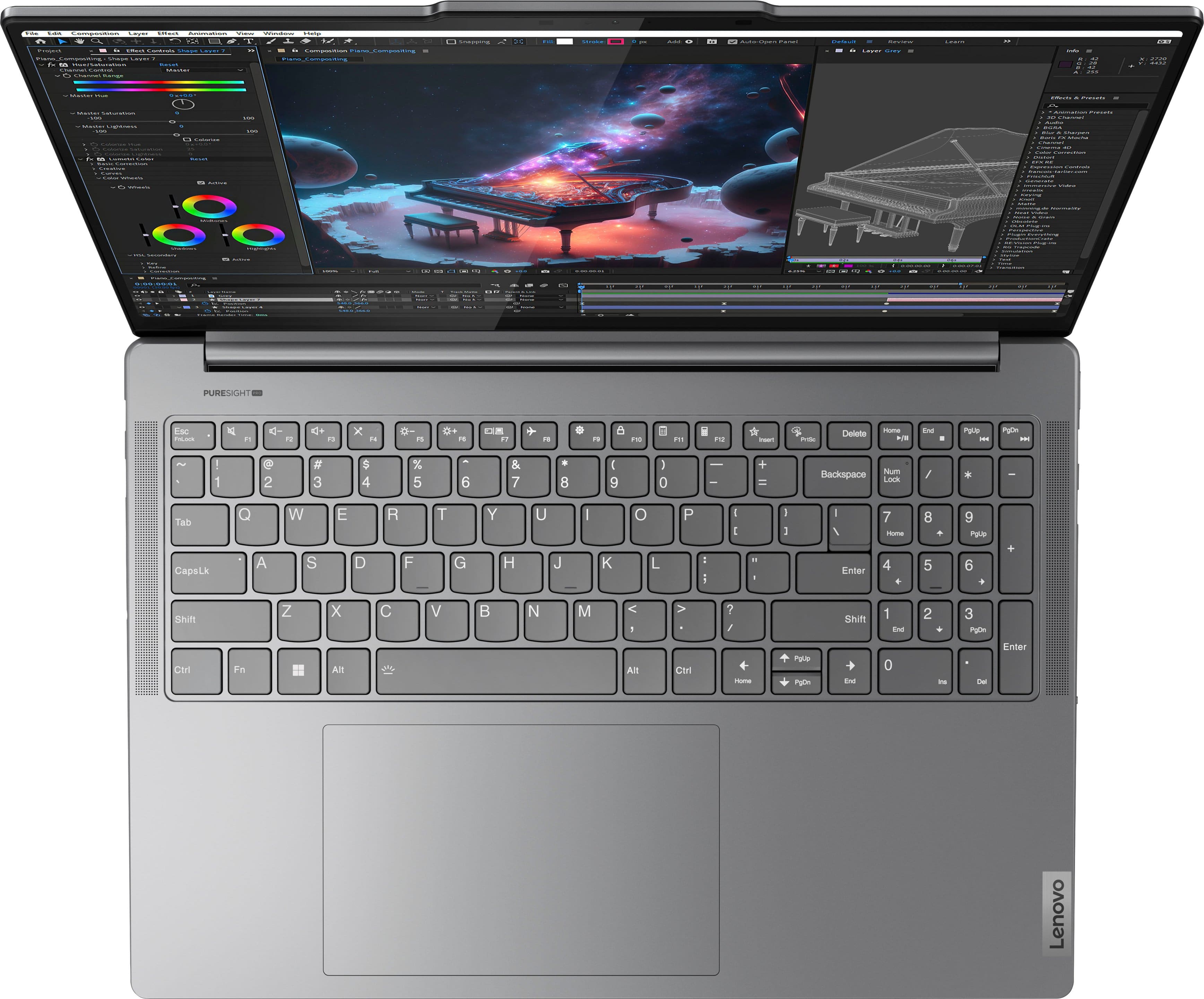 Alt View 3. Lenovo - Yoga Pro 9i 16" 3.2K Touchscreen Laptop - Intel Core Ultra 9 185H with 32GB Memory - NVIDIA GeForce RTX 4050 - 1TB SSD - Luna Grey.