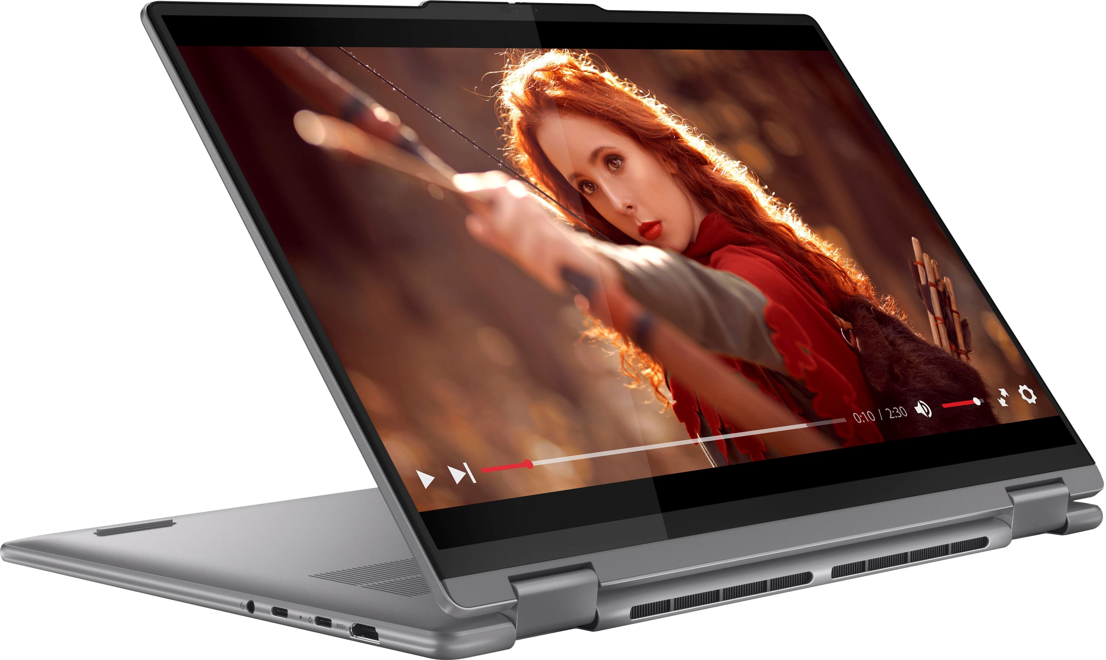 Angle. Lenovo - Yoga 7 2-in-1 16" 2K Touchscreen Laptop - AMD Ryzen 5 8640HS with 8GB Memory - 512GB SSD - Artic Grey.