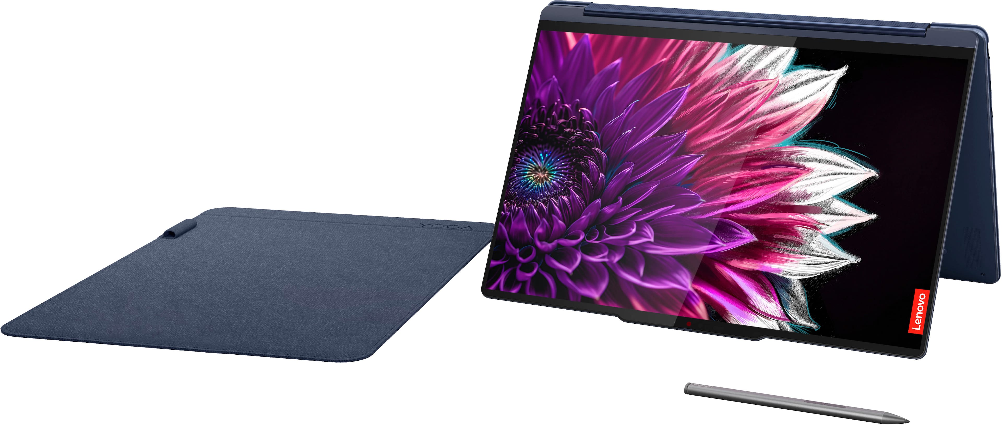 Left. Lenovo - Yoga 9i 2-in-1 14" 2.8K OLED Touchscreen Laptop with Pen - Intel Core Ultra 7 155H with 16GB Memory - 1TB SSD - Cosmic Blue.
